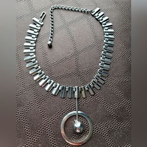 RARE FIND Vintage 1950-1960s Atomic Modernist Industrial Silver-Tone Choker